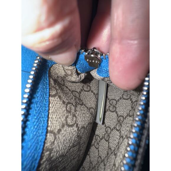 Gucci Dinoysus GG Small Supreme Taupe/Teal Suede Authentic - Picture 11 of 15